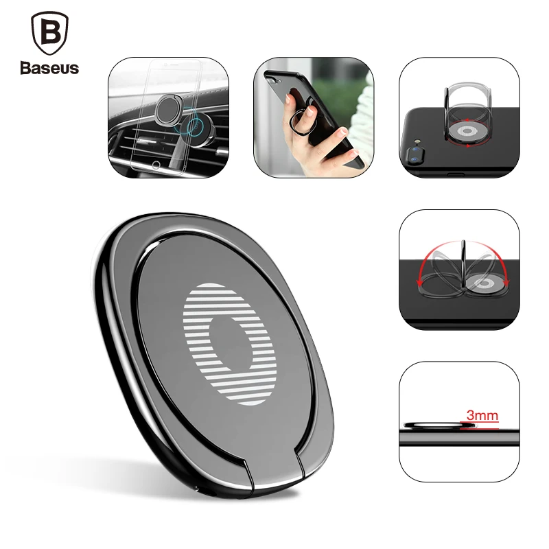 

Baseus Universal 360 Degree Finger Ring Holder Mobile Phone Stand Desk Stand Zinc Alloy Magnetic Car Bracket For iPhone Samsung