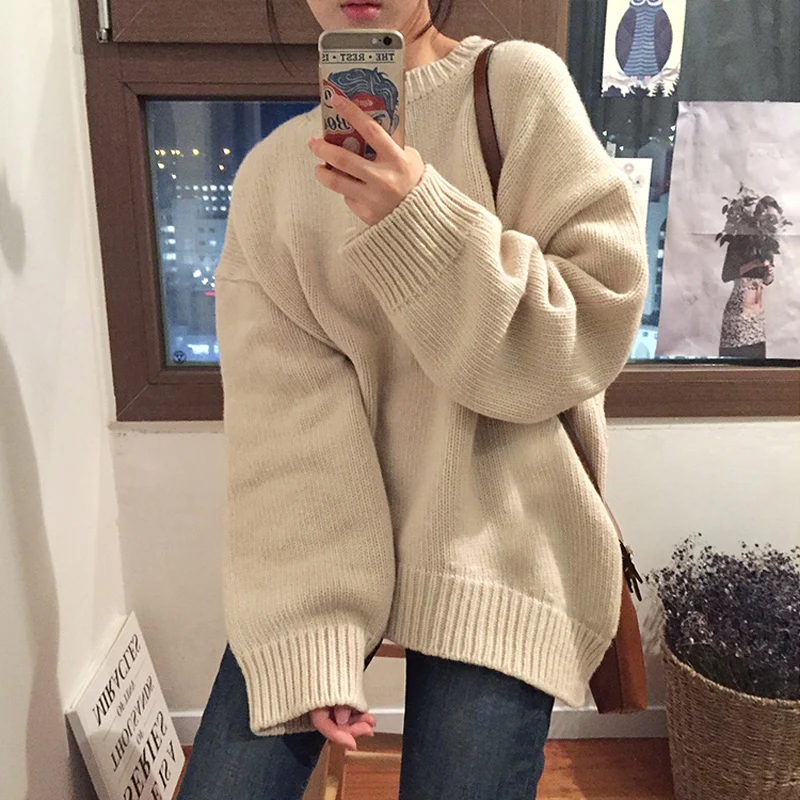 winter 2018 Korean version solid pullovers autumn winter long-sleeved sweater loose top women's fashion female knitted sweater
winter 2018 Korean version solid pullovers autumn winter long-sleeved sweater loose top women's fashion female knitted sweater