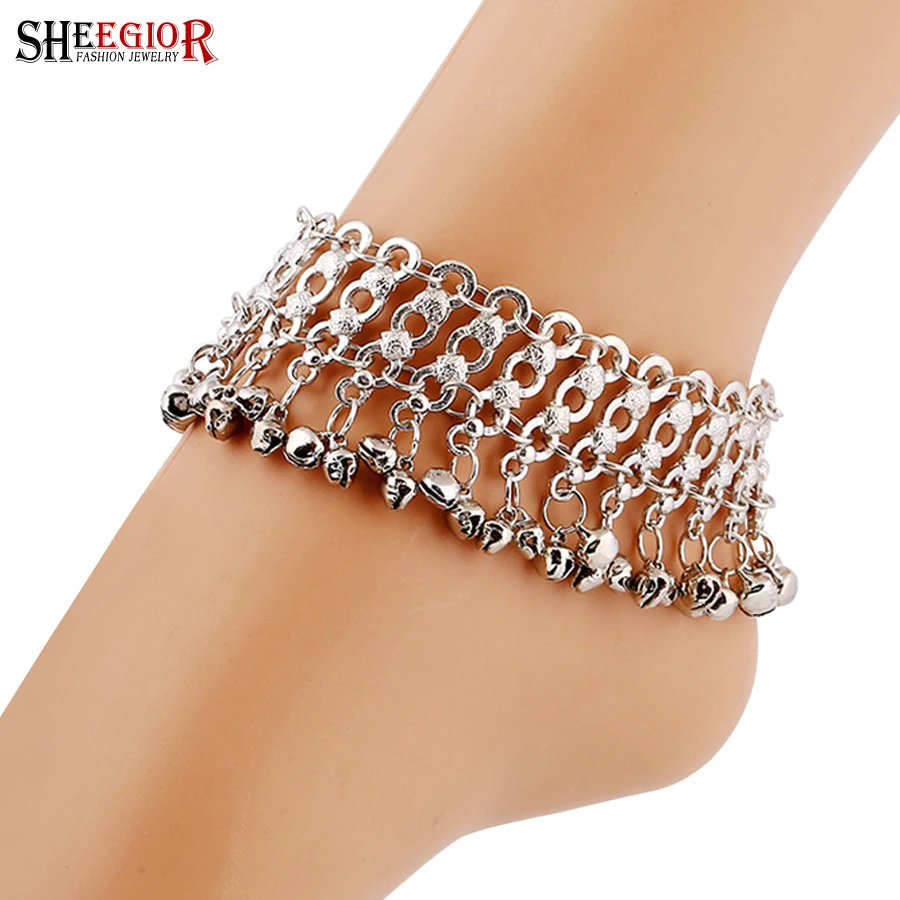 

SHEEGIOR Bohemian Vintage Silver Bell Anklets for Women Summer Beach Barefoot Sandals Charms Ankle Bracelets Foot Jewelry Anklet