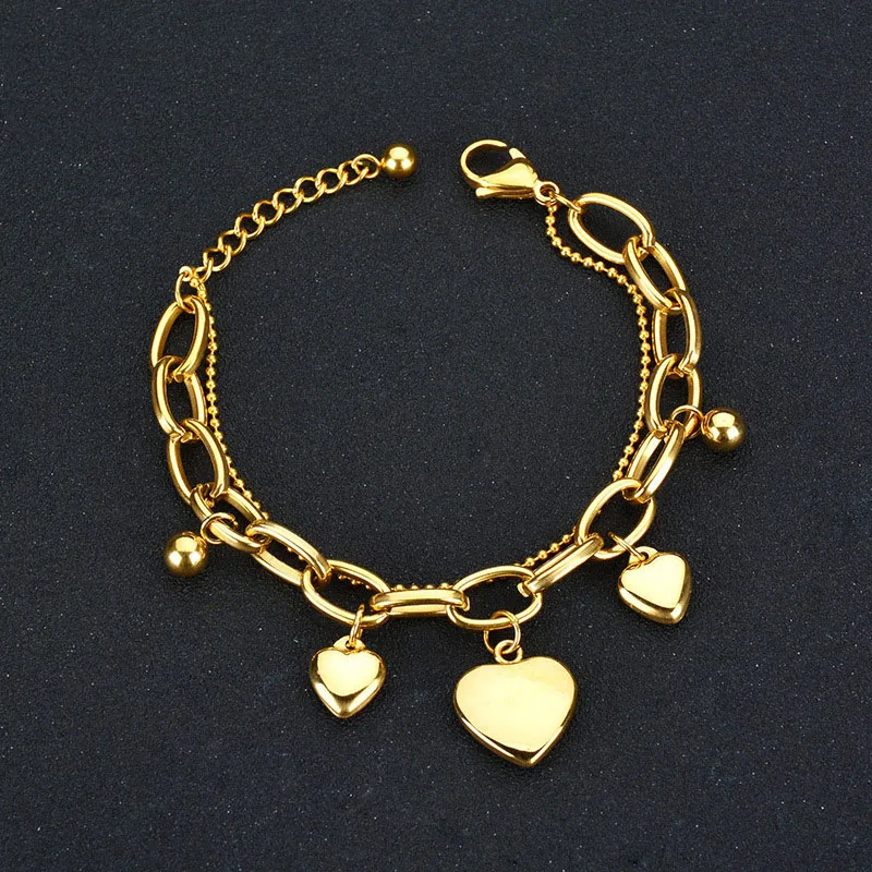 Stainless Steel Love Chain Silver/gold/rose Gold Double Layer Bracelet with Heart Charms 5cm Extension Chain Couple Exclusive
Stainless Steel Love Chain Silver/gold/rose Gold Double Layer Bracelet with Heart Charms 5cm Extension Chain Couple Exclusive