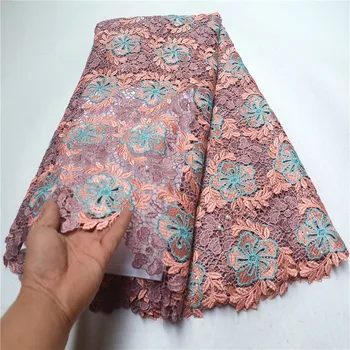 African lace fabrics high quality 5Yards Embroidered cord lace for wedding New arrival guipure lace fabric with beads PSA685-3 
African lace fabrics high quality 5Yards Embroidered cord lace for wedding New arrival guipure lace fabric with beads PSA685-3