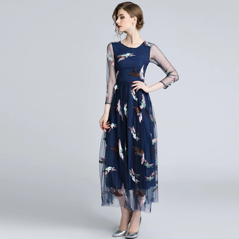 2019 Summer Bohemian Embroidery Party Runway Dress Boho Embroidered Vintage Mesh Blue Long Dresses for Women Vestidos Elegant
2019 Summer Bohemian Embroidery Party Runway Dress Boho Embroidered Vintage Mesh Blue Long Dresses for Women Vestidos Elegant