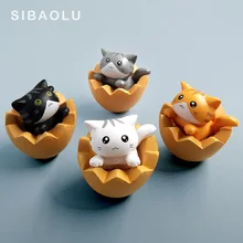 Eggshell Cat Figurine statue Animal moss terrarium Home Decor Shaped Decoration Cake mini fairy garden resin