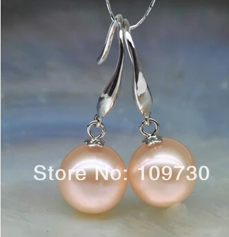 Bridal jewelry free shipping hot sell AAA 11-12mm pink round FreshWater Cultured Pearl earrings 925 silver 
Bridal jewelry free shipping hot sell AAA 11-12mm pink round FreshWater Cultured Pearl earrings 925 silver