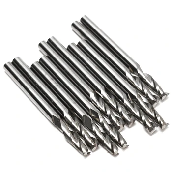 10x 1/8" 3.175mm Carbide CNC Double Two Flute Spiral Bits End Mill Router 22mm