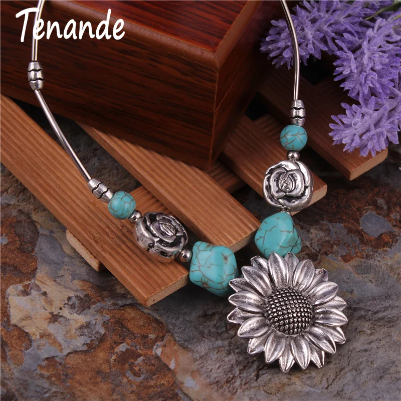Tenande Big Statement Sun Flower Pendant Necklaces Vintage Tibet Silver Color Natural Stone Beads Necklaces for Women Boho
Tenande Big Statement Sun Flower Pendant Necklaces Vintage Tibet Silver Color Natural Stone Beads Necklaces for Women Boho