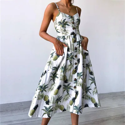 Dress for women Sexy V Neck Backless Floral Summer Beach Dress Women White Boho Striped Button Sunflower Party Dresses Vestidos
Dress for women Sexy V Neck Backless Floral Summer Beach Dress Women White Boho Striped Button Sunflower Party Dresses Vestidos