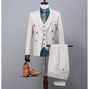NA01 New Fashion High Quality Customized Double Breasted Mens Formal Suit Ternos Smoking (Coat+Pants+Vest) Off White Man Suits
NA01 New Fashion High Quality Customized Double Breasted Mens Formal Suit Ternos Smoking (Coat+Pants+Vest) Off White Man Suits