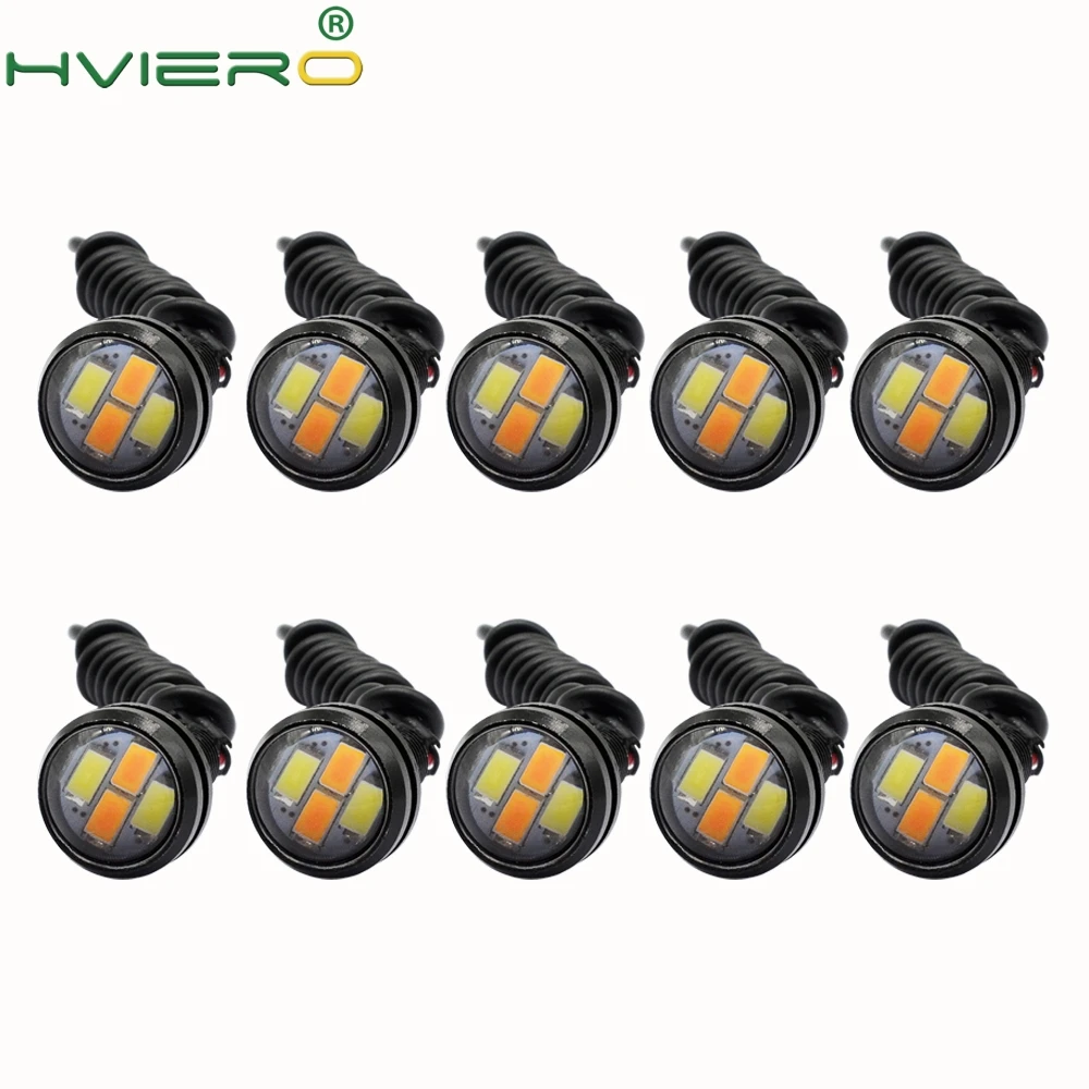 

10pcs 23MM Eagle Eye LED 5630 5730 4SMD Dual Color Daytime Running Warning Light Fog Switchback Turning Signal Lamp DC 12V