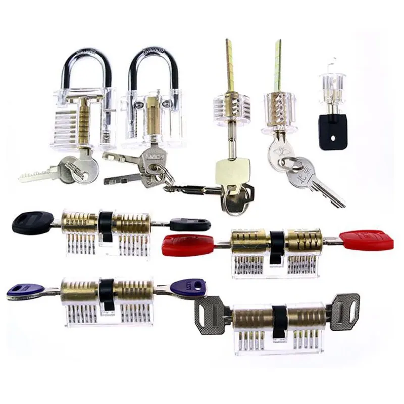 9pcs Transparent locks Combination Practice Locksmith Training Tools Cutaway Visible Lock Pick Sets Handcuffs Cutaway
9pcs Transparent locks Combination Practice Locksmith Training Tools Cutaway Visible Lock Pick Sets Handcuffs Cutaway