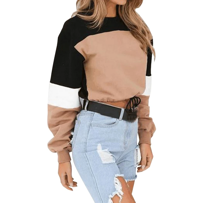 2019 New Women Harajuku Fashion Color Block Sweatshirt Autumn O-Neck Long Sleeve Causal Pullovers Women Ladies Sexy Crop Top
2019 New Women Harajuku Fashion Color Block Sweatshirt Autumn O-Neck Long Sleeve Causal Pullovers Women Ladies Sexy Crop Top