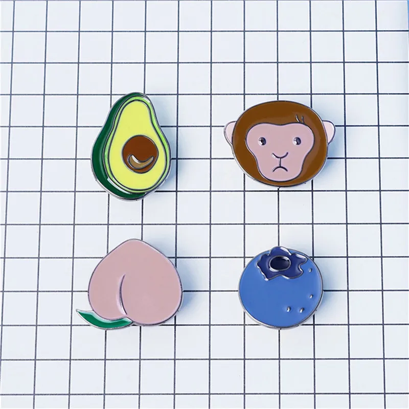New cute fashion simple drop glazed monkey peach avocado blueberry brooch collar needle jewelry