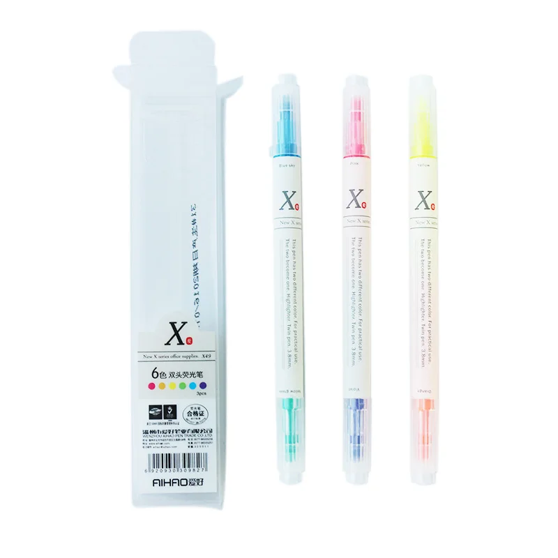 3 Pcs/lot Multi 6 Colors Aihao Rainbow Double Write Cute Korean Japanese Permanent Highlighter Markers Pen Set For School Supply
3 Pcs/lot Multi 6 Colors Aihao Rainbow Double Write Cute Korean Japanese Permanent Highlighter Markers Pen Set For School Supply