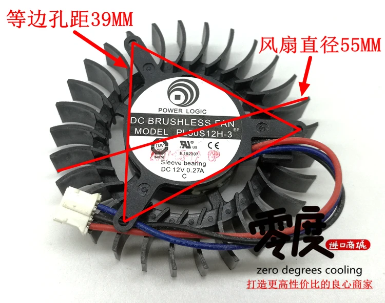 Original graphics card cooling fan PL50S12H-3 DC12V 0.27A PL50S12M-3 0.24A Pitch 39MM Diameter 55MM
Original graphics card cooling fan PL50S12H-3 DC12V 0.27A PL50S12M-3 0.24A Pitch 39MM Diameter 55MM