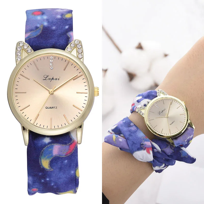 Women Lady Girl Wrist Quartz Watch Cat Ear Round Silk Cloth Strap Fashion Durable Birthday Gift LXH
Women Lady Girl Wrist Quartz Watch Cat Ear Round Silk Cloth Strap Fashion Durable Birthday Gift LXH
