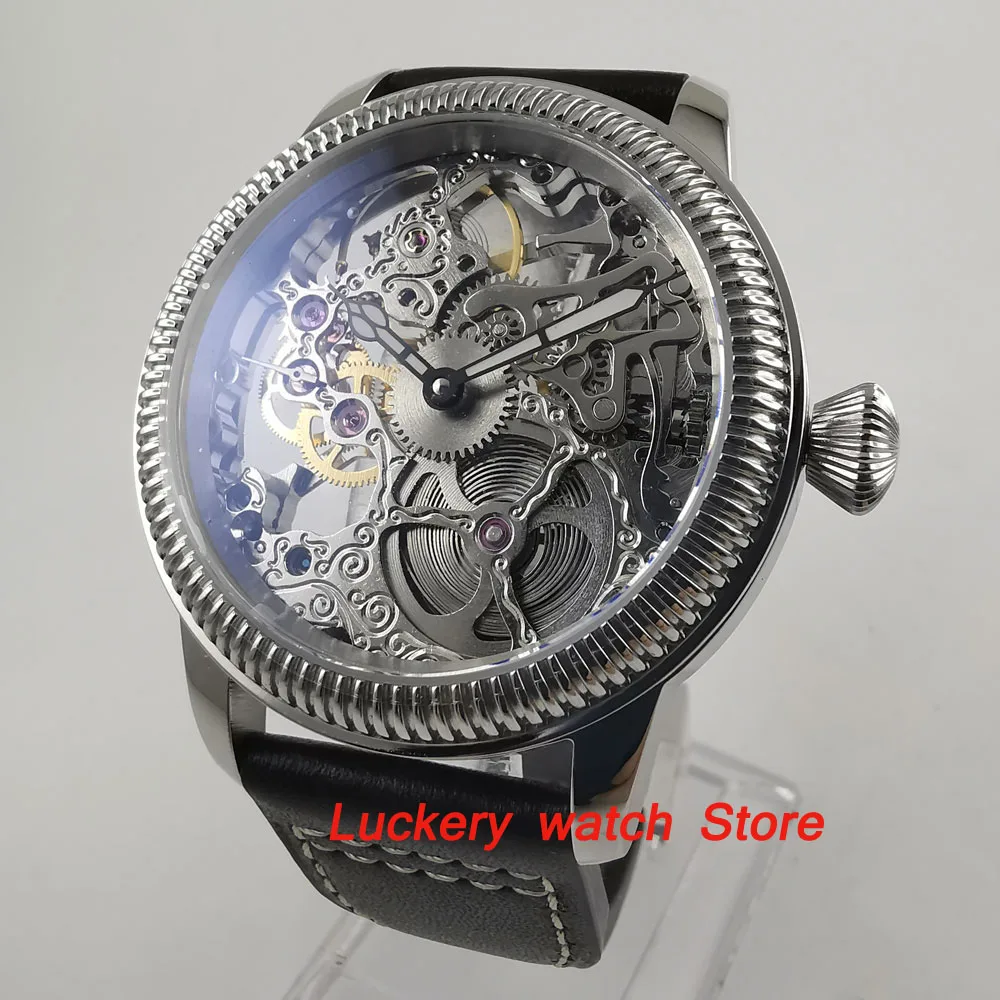 44mm parnis Hollow men's watch 17 jewels 6497 mechanical hand winding movement-PM27
44mm parnis Hollow men's watch 17 jewels 6497 mechanical hand winding movement-PM27
