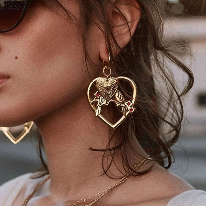 AOMU Exaggerated Golden Metal Crystal Double Birds Hollow Round Statement Big Dangle Earrings for Women Punk Party Jewelry 2019
AOMU Exaggerated Golden Metal Crystal Double Birds Hollow Round Statement Big Dangle Earrings for Women Punk Party Jewelry 2019