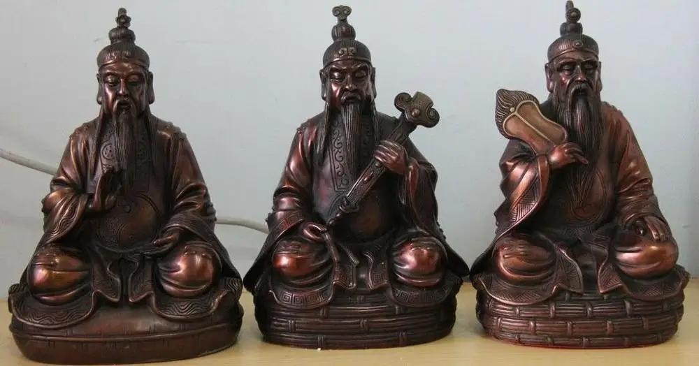 10 China Taoism Red Bronze Copper Ruyi Refined God Three Qing Taoist statue Set
10 China Taoism Red Bronze Copper Ruyi Refined God Three Qing Taoist statue Set