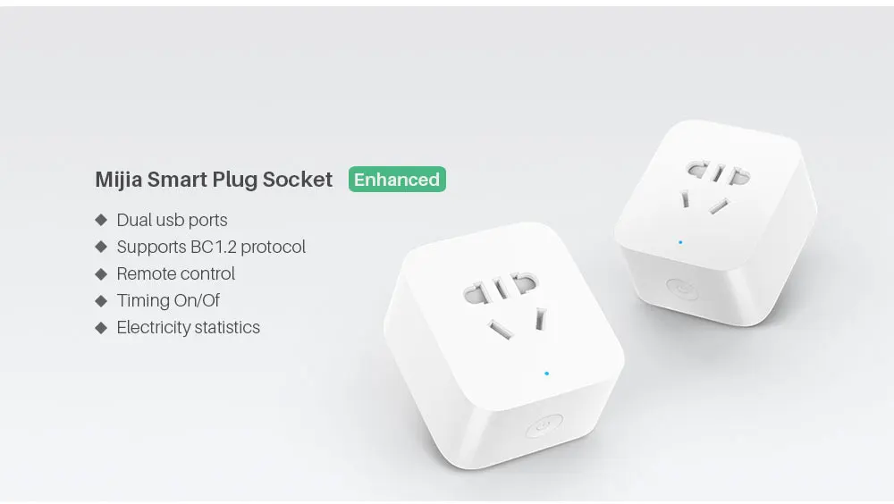 Xiaomi Mijia Smart wifi Socket Plug Enhanced Dual USB Fast Charger Timer Setting Electricity statistics Wireless APP Control (1)