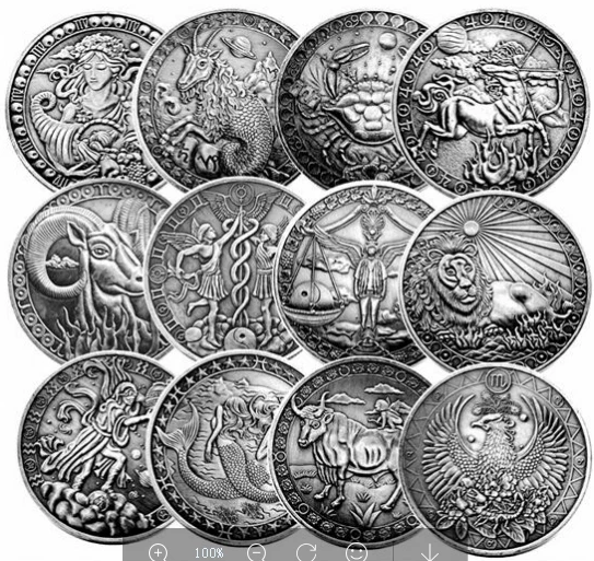 12pcs Twelve Constellations Antique Silver Commemorative Coin Psychology Talent Character Astrology Sun Moon Coins Collectibles
12pcs Twelve Constellations Antique Silver Commemorative Coin Psychology Talent Character Astrology Sun Moon Coins Collectibles