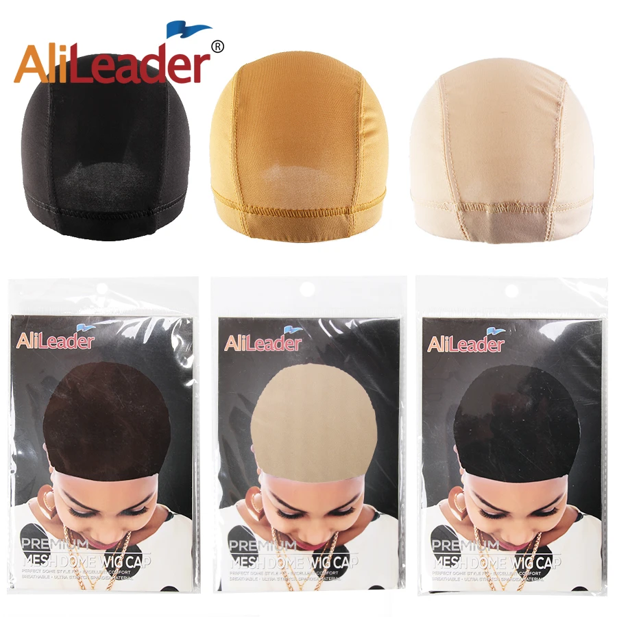 

AliLeader 10PCS Black Beige Brown Spandex Dome Cap For Wigs Making Strech Breathable Glueless Hair Weaving Wig Cap Net Elastic