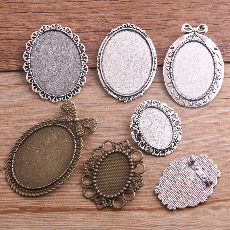 PULCHRITUDE 4pcs 30*40/18*25mm Inner Size Antique Silver/Bronze Oval Brooch 7 Style Cabochon Base Setting Charms Pendant P6491
PULCHRITUDE 4pcs 30*40/18*25mm Inner Size Antique Silver/Bronze Oval Brooch 7 Style Cabochon Base Setting Charms Pendant P6491