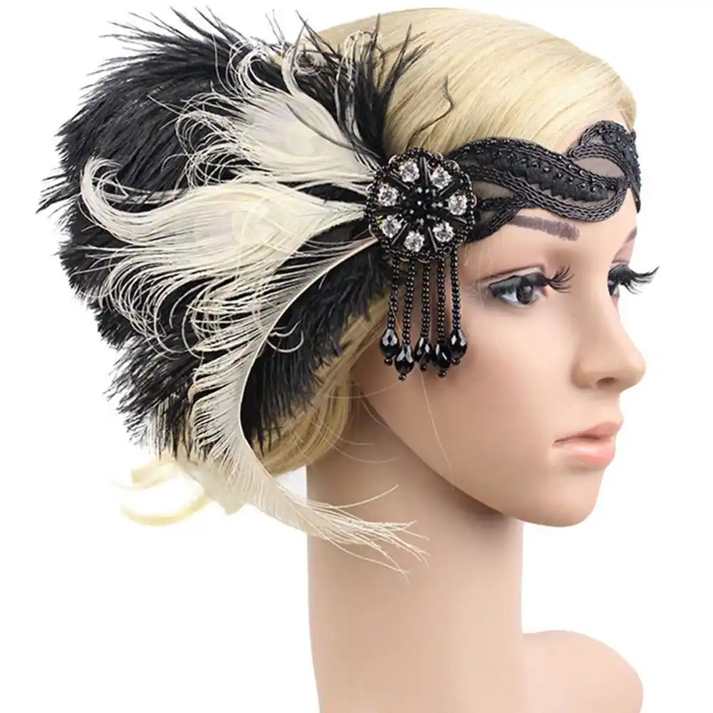 rhinestone feather headpiece party wedding headwear headband