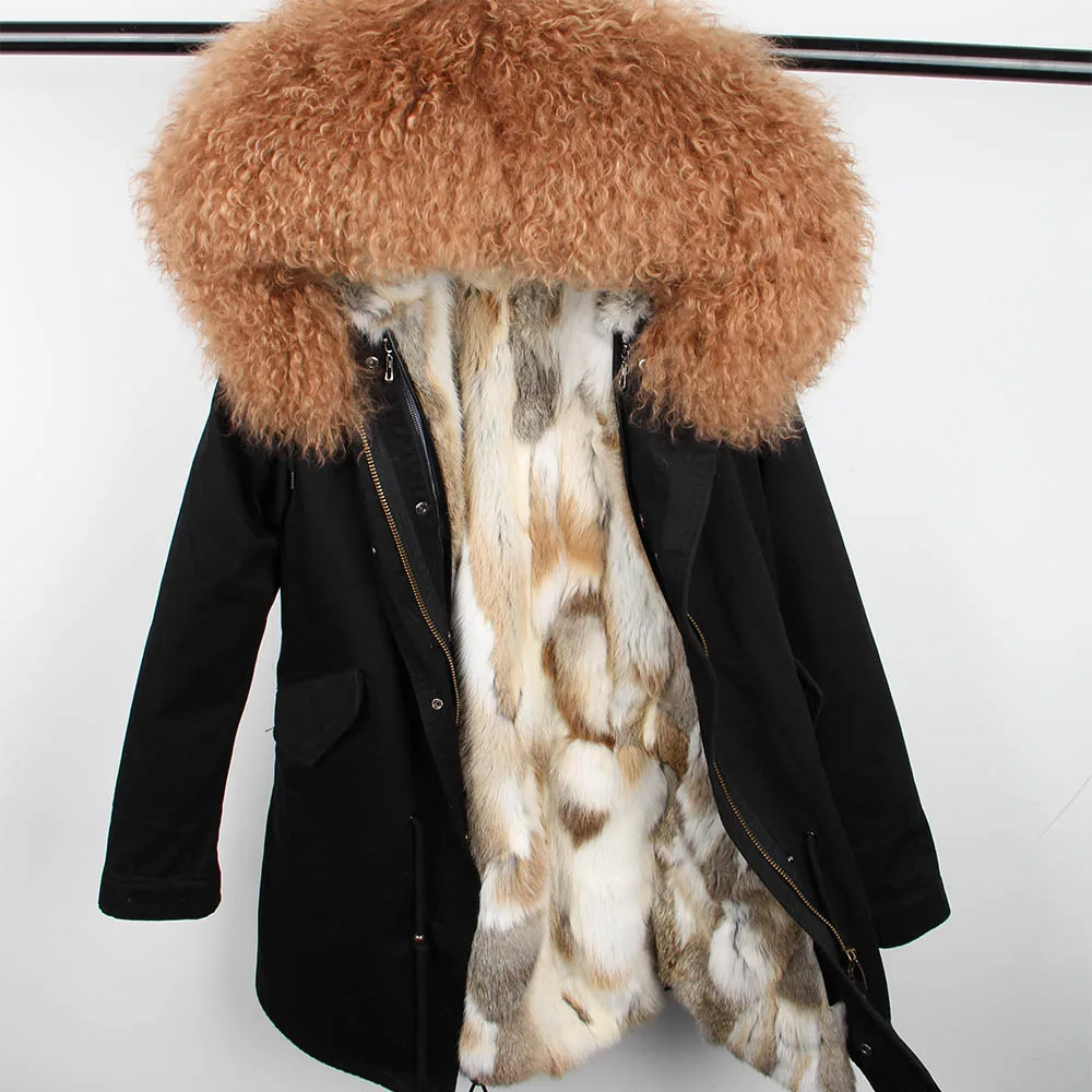 MAOMAOKONG Winter Real Rabbit Fur Lined Jacket Coat Natural Wool Hooded Fur Collar Park
MAOMAOKONG Winter Real Rabbit Fur Lined Jacket Coat Natural Wool Hooded Fur Collar Park