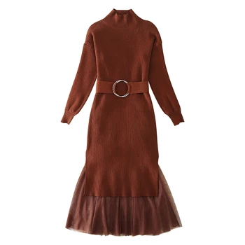 Autumn Winter Female Dress 2018 New Knit Pullover Turtleneck Sweater + Mesh Skirt Two-piece Elegant Dress Women Clothing AA292
Autumn Winter Female Dress 2018 New Knit Pullover Turtleneck Sweater + Mesh Skirt Two-piece Elegant Dress Women Clothing AA292