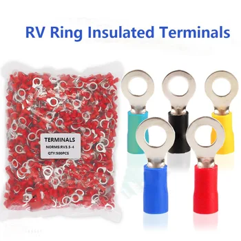 

RV3.5-4 500pcs Ring Insulated Cold Press cable Terminal Connectors Circular Electrical Wire Joint Crimp Terminals AWG 14~12