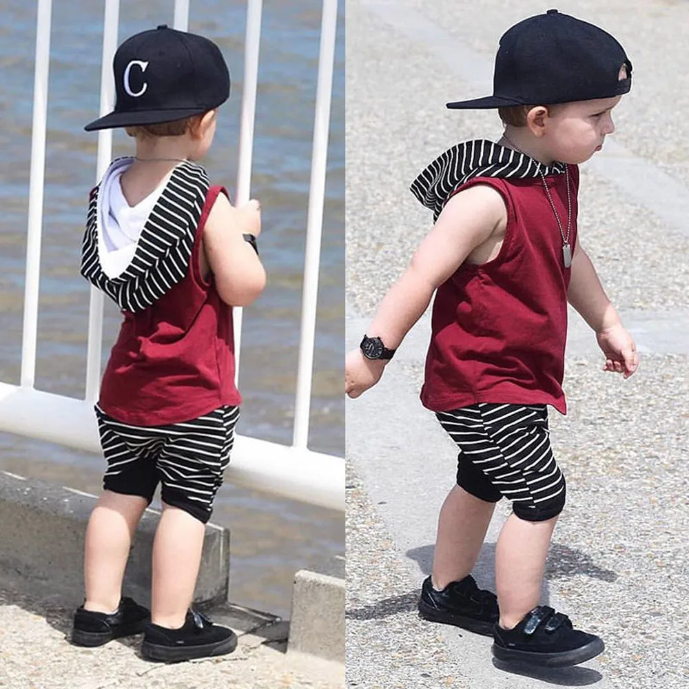 Summer Baby Boys Clothes Toddler Kids Baby Hooded Striped Vest Tops Shorts Pants 2pcs Outfits Clothes Sets Fashion Clothing Set
Summer Baby Boys Clothes Toddler Kids Baby Hooded Striped Vest Tops Shorts Pants 2pcs Outfits Clothes Sets Fashion Clothing Set