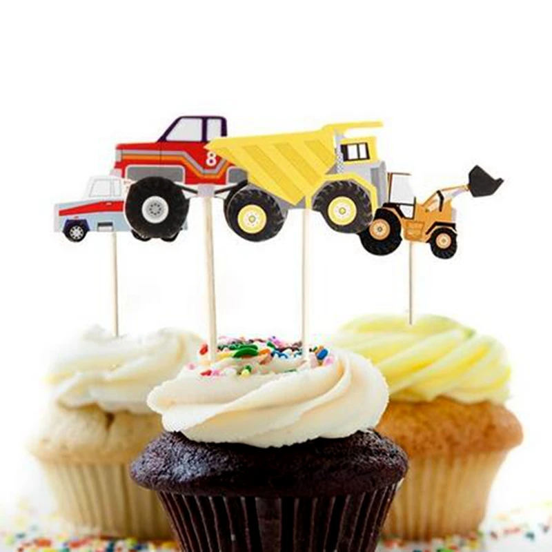 24pcs Cartoon Car truck Excavators Cupcake Toppers Pick child boy Birthday Party wedding cake flag Decoration Supplies Kids Gift
24pcs Cartoon Car truck Excavators Cupcake Toppers Pick child boy Birthday Party wedding cake flag Decoration Supplies Kids Gift
