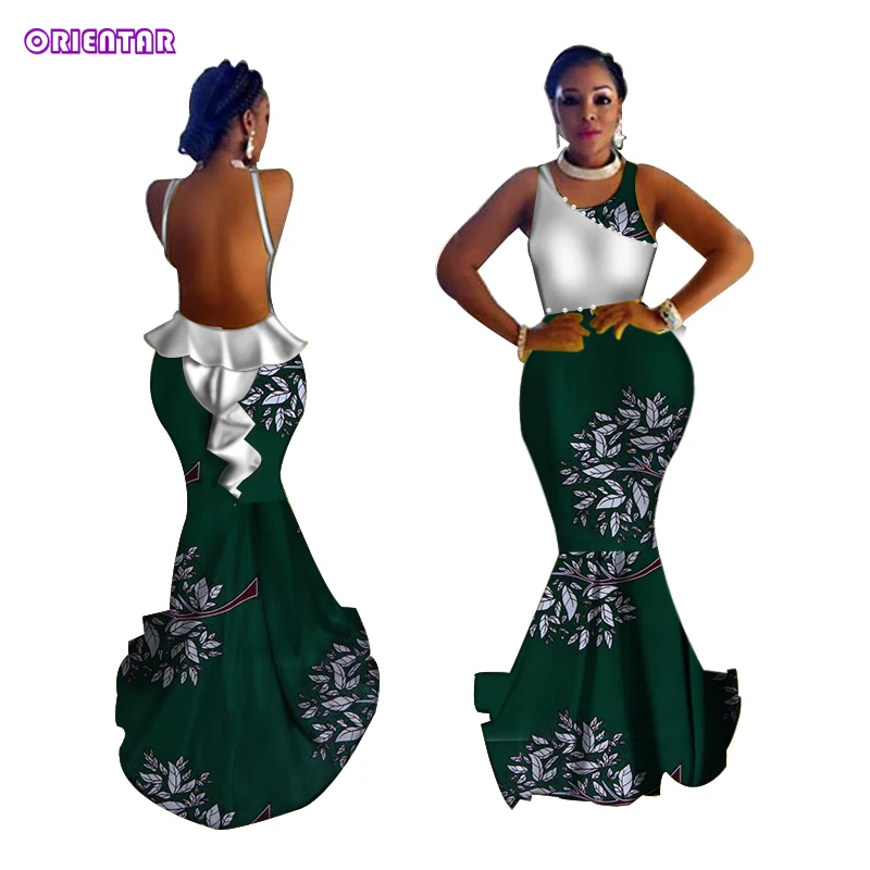 Fashion African Dresses for Women Wedding Party Evening Long Dress Sexy Backless African Print Bazin Riche Dress Clothing WY3761
Fashion African Dresses for Women Wedding Party Evening Long Dress Sexy Backless African Print Bazin Riche Dress Clothing WY3761