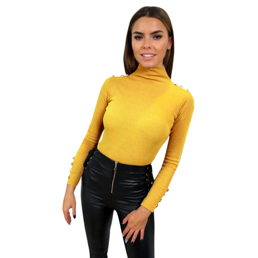 Fashion Womens Turtleneck knitted sweater Long Sleeve Buttons Pullovers Casual solid color skinny slim womens winter pull femme
Fashion Womens Turtleneck knitted sweater Long Sleeve Buttons Pullovers Casual solid color skinny slim womens winter pull femme