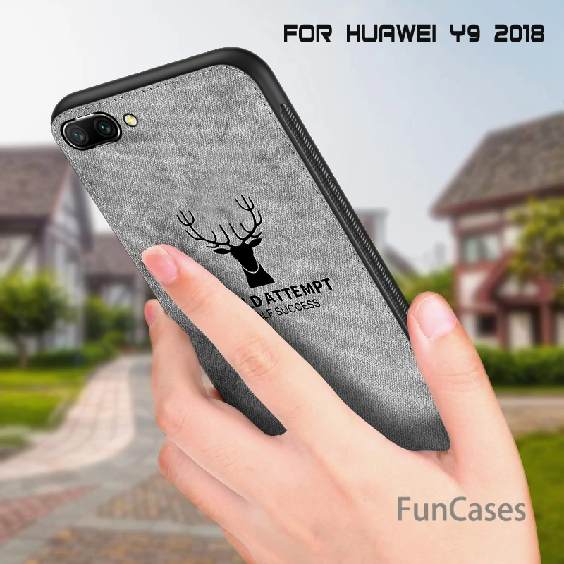 Мягкий полиуретановый край Canvas тисненая Олень чехол для телефона huawei Y9 2018