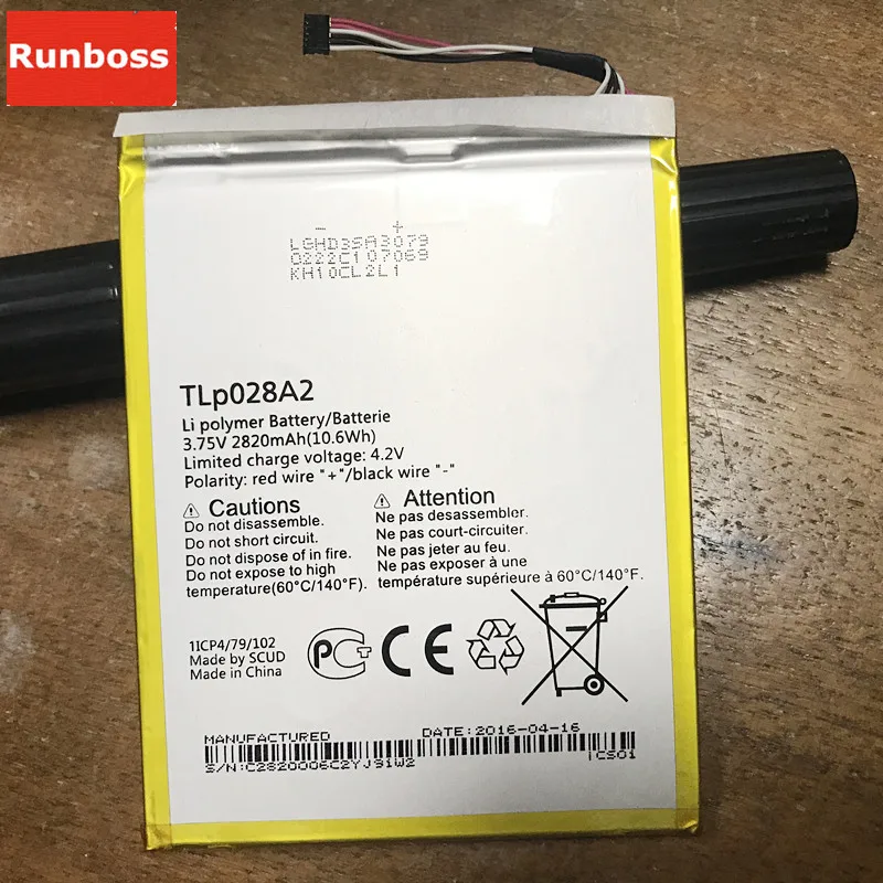 Runboss Original Quality 2820mAh TLp028AD Battery For Alcatel One Touch TLp028A2
Runboss Original Quality 2820mAh TLp028AD Battery For Alcatel One Touch TLp028A2
