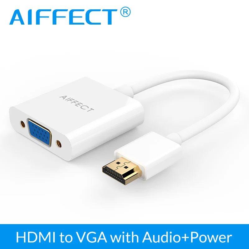 AIFFECT HDMI to VGA 2K Adapter, Portable HDMI to VGA Male to Female Cable Converter With Audio - Black White
AIFFECT HDMI to VGA 2K Adapter, Portable HDMI to VGA Male to Female Cable Converter With Audio - Black White