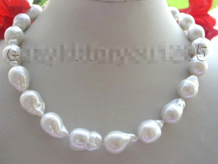 A 18" Genuine Natural 20mm White Reborn Keshi Pearl Necklace 14KGP