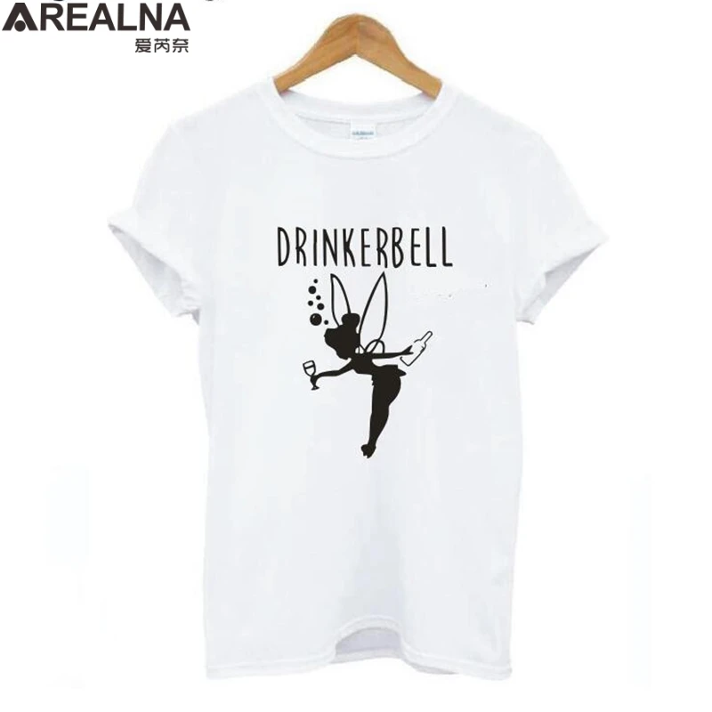 

summer t shirt women 2022 Drinkerbell Letter Printed oversized funny t shirts women cotton Short Sleeve Harajuku Tee Shirt Femme