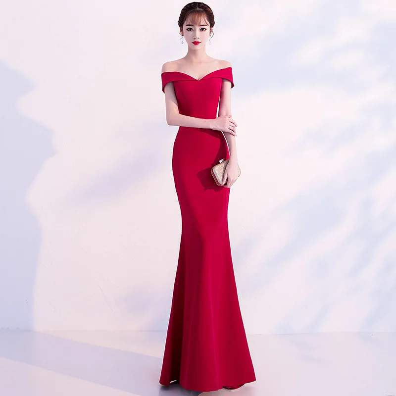 Sexy Off Shoulder Solid Satin Mermaid Female Cheongsam Dress Vestidos Chinos Oriental Wedding Gowns Party Dresses Oversize 3XL
Sexy Off Shoulder Solid Satin Mermaid Female Cheongsam Dress Vestidos Chinos Oriental Wedding Gowns Party Dresses Oversize 3XL