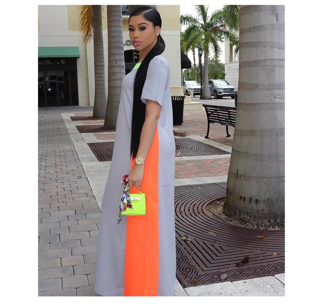 2019 summer fashion new north American style women's dress with round collar, short sleeves and long skirt
2019 summer fashion new north American style women's dress with round collar, short sleeves and long skirt