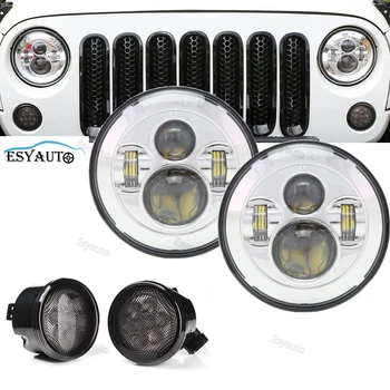 2x45W 7 LED Offroad Headlamps Driving Lights Black/Chrome H4/H13 + 2x12V Side Marker Lamps kits for 4x4 Jeep Wrangler
2x45W 7 LED Offroad Headlamps Driving Lights Black/Chrome H4/H13 + 2x12V Side Marker Lamps kits for 4x4 Jeep Wrangler