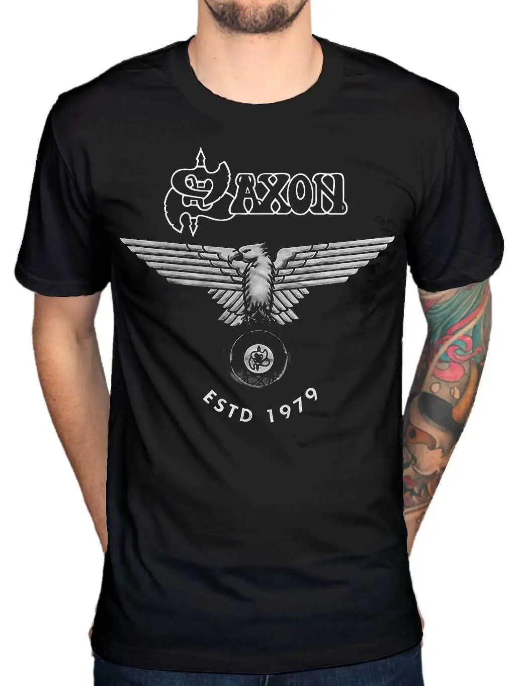Official Saxon Estd 1979 T-Shirt Heavy Metal Rock Band Merchendise Punk Indie T Shirt Brand 2017 Male Short Sleeve Top Tee
Official Saxon Estd 1979 T-Shirt Heavy Metal Rock Band Merchendise Punk Indie T Shirt Brand 2017 Male Short Sleeve Top Tee