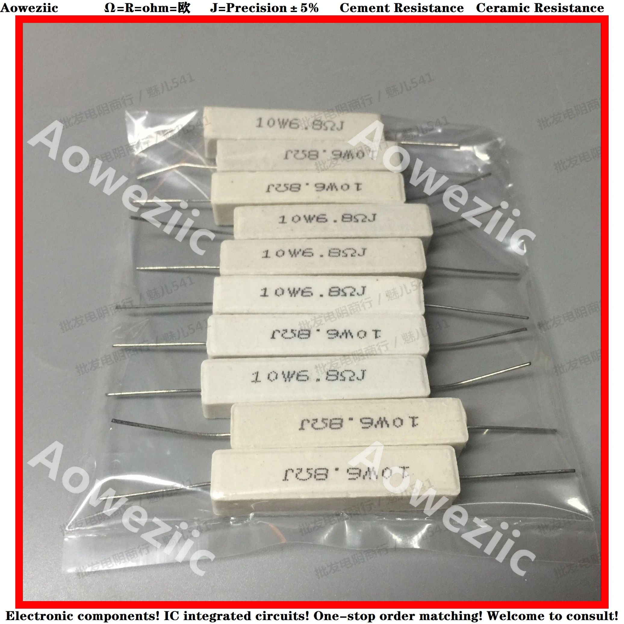 10Pcs RX27 Horizontal cement resistor 10W 6.8 ohm 6.8 RJ 10W6R8J 10W6.8RJ ohm Ceramic Resistance precision 5% Power resistance
10Pcs RX27 Horizontal cement resistor 10W 6.8 ohm 6.8 RJ 10W6R8J 10W6.8RJ ohm Ceramic Resistance precision 5% Power resistance