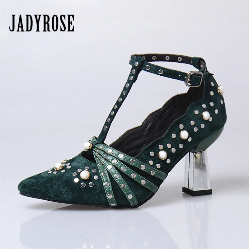 Jady Rose Green Suede Gladiator High Heel Shoes Woman Pointed Toe Rivets Studded Women Pumps T-Straps Stiletto Valentine Shoes
Jady Rose Green Suede Gladiator High Heel Shoes Woman Pointed Toe Rivets Studded Women Pumps T-Straps Stiletto Valentine Shoes