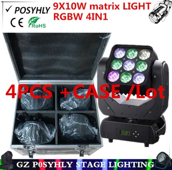 4pcs/ 9X10W LED matrix Lights RGBW+ Flight Case 4IN1 moving head beam light dmx512 control professional dj equipment
4pcs/ 9X10W LED matrix Lights RGBW+ Flight Case 4IN1 moving head beam light dmx512 control professional dj equipment