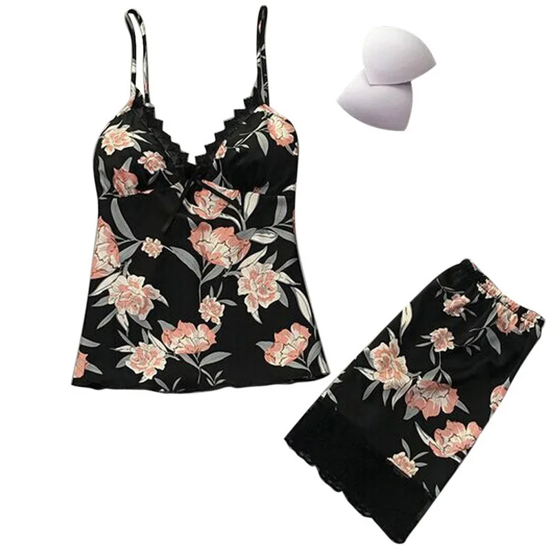 Summer Women Prints Floral Pajama Set Lace Spaghetti Strap Sleeveless Nightdress Shorts Sexy Sleepwear Lady Homewear Pyjama Sets
Summer Women Prints Floral Pajama Set Lace Spaghetti Strap Sleeveless Nightdress Shorts Sexy Sleepwear Lady Homewear Pyjama Sets