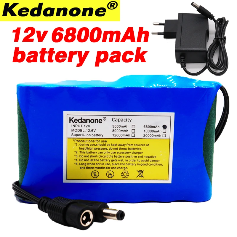 12v аккумулятор 6.8Ah 18650 перезаряжаемый литий-ионный Емкость DC 12 6 V 6800 Mah CCTV монитор