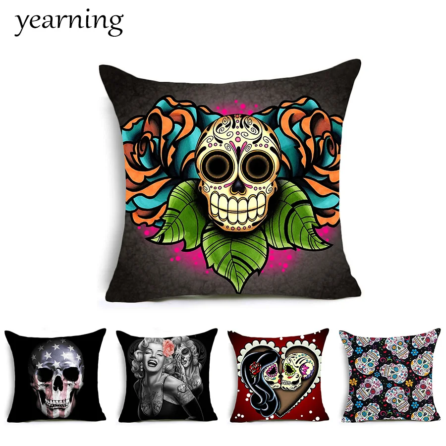 Skull Pattern Cushion Cover Colorful Print Polyester Pillow Case Decoration Home Office Bedroom Throw Pillow Cover kussenhoes
Skull Pattern Cushion Cover Colorful Print Polyester Pillow Case Decoration Home Office Bedroom Throw Pillow Cover kussenhoes