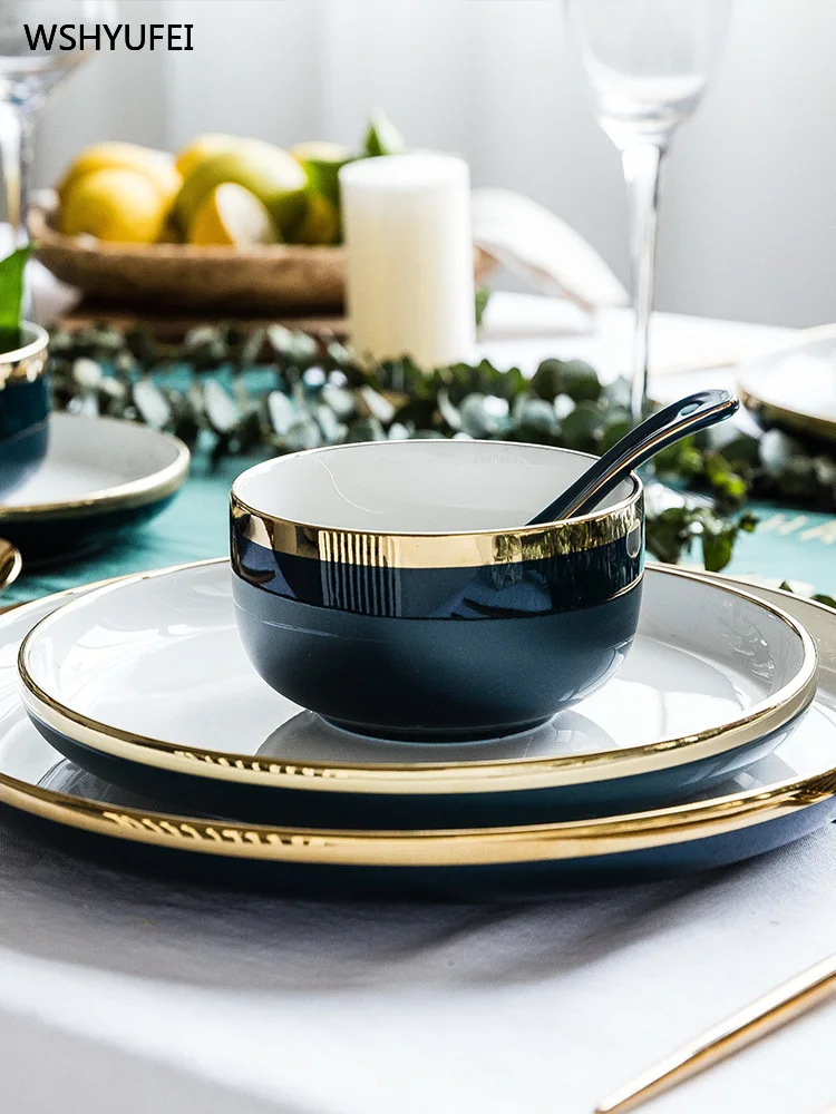 Direct jade exquisite series European gold striped ink ceramic tableware home decoration set dish kimchi bowl steak plate
Direct jade exquisite series European gold striped ink ceramic tableware home decoration set dish kimchi bowl steak plate